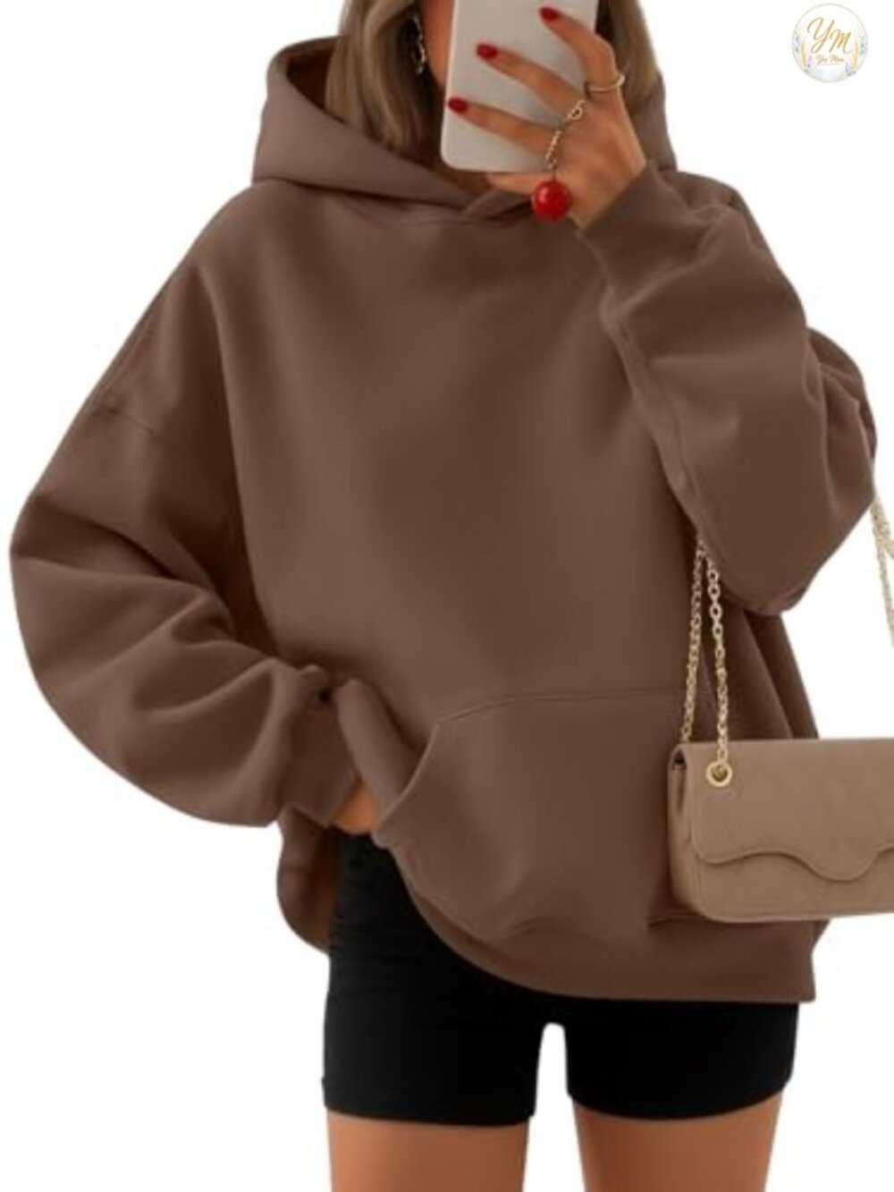 Oversized Fleece Hoodie Cotton Polyester Pullover Sweatshirt